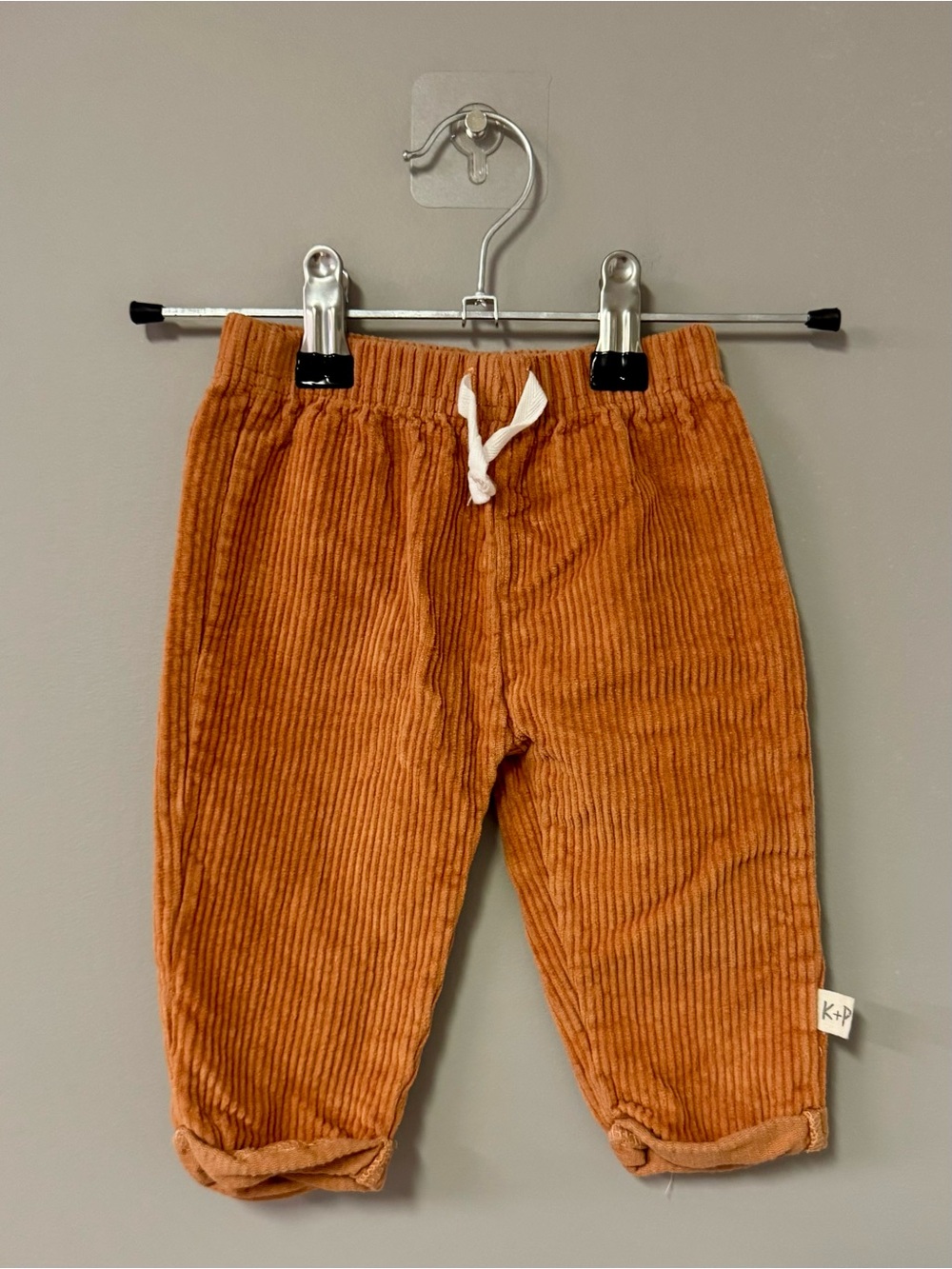 Children's Corduroy Drawstring Pants in Rust Orange